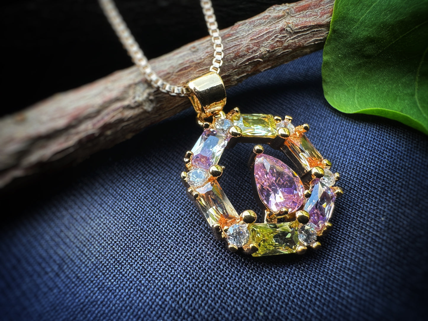 Oval Luxe Gem Halo Pendant