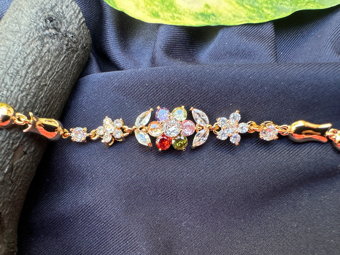 Floral Gemstone Cluster Bracelet