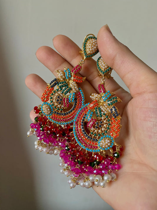 Peacock Inspired Chandbali Earrings