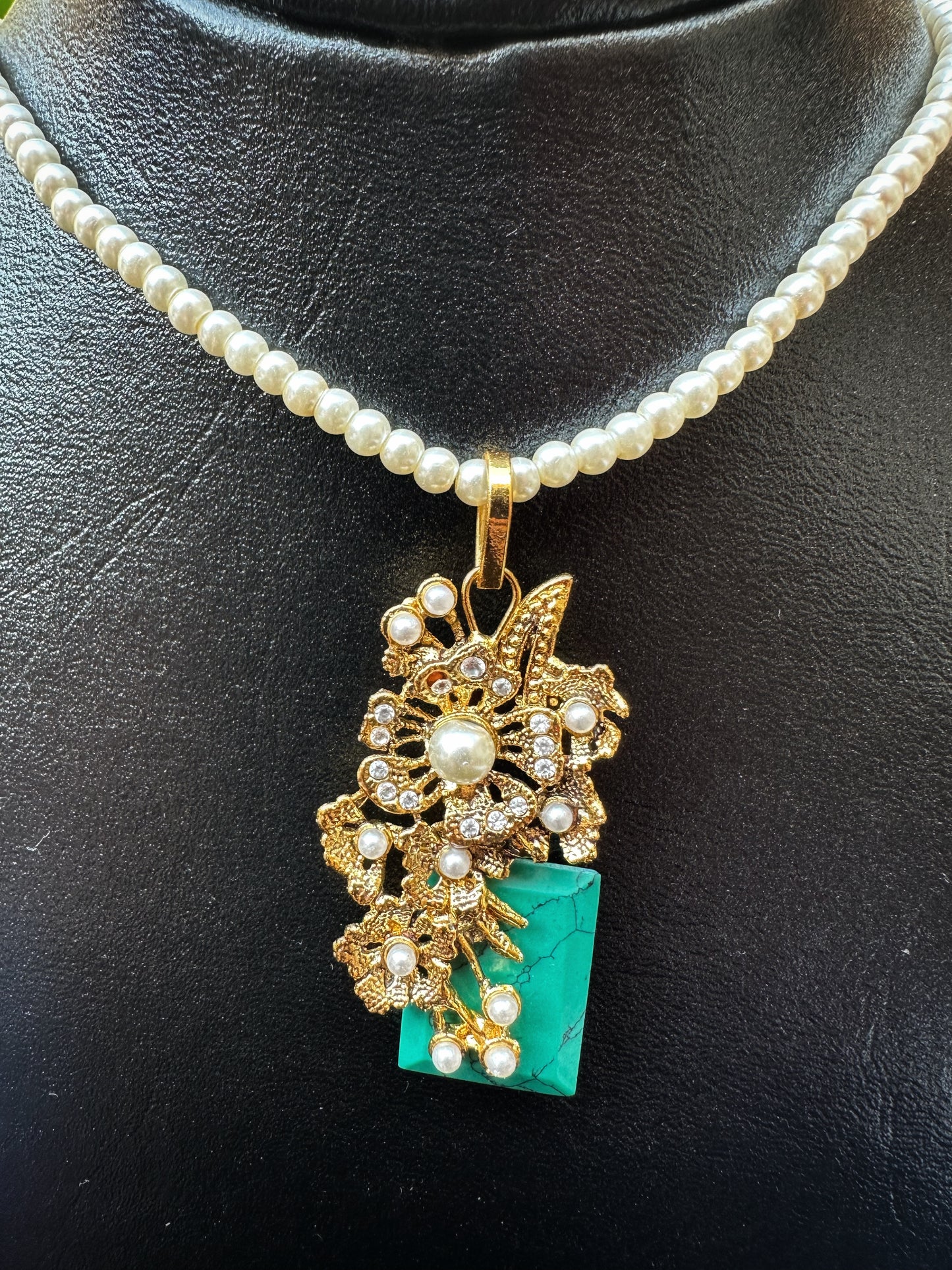 Golden Bloom Aqua Necklace & Earrings