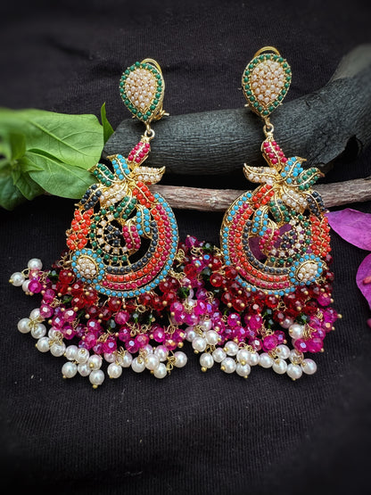 Peacock Inspired Chandbali Earrings