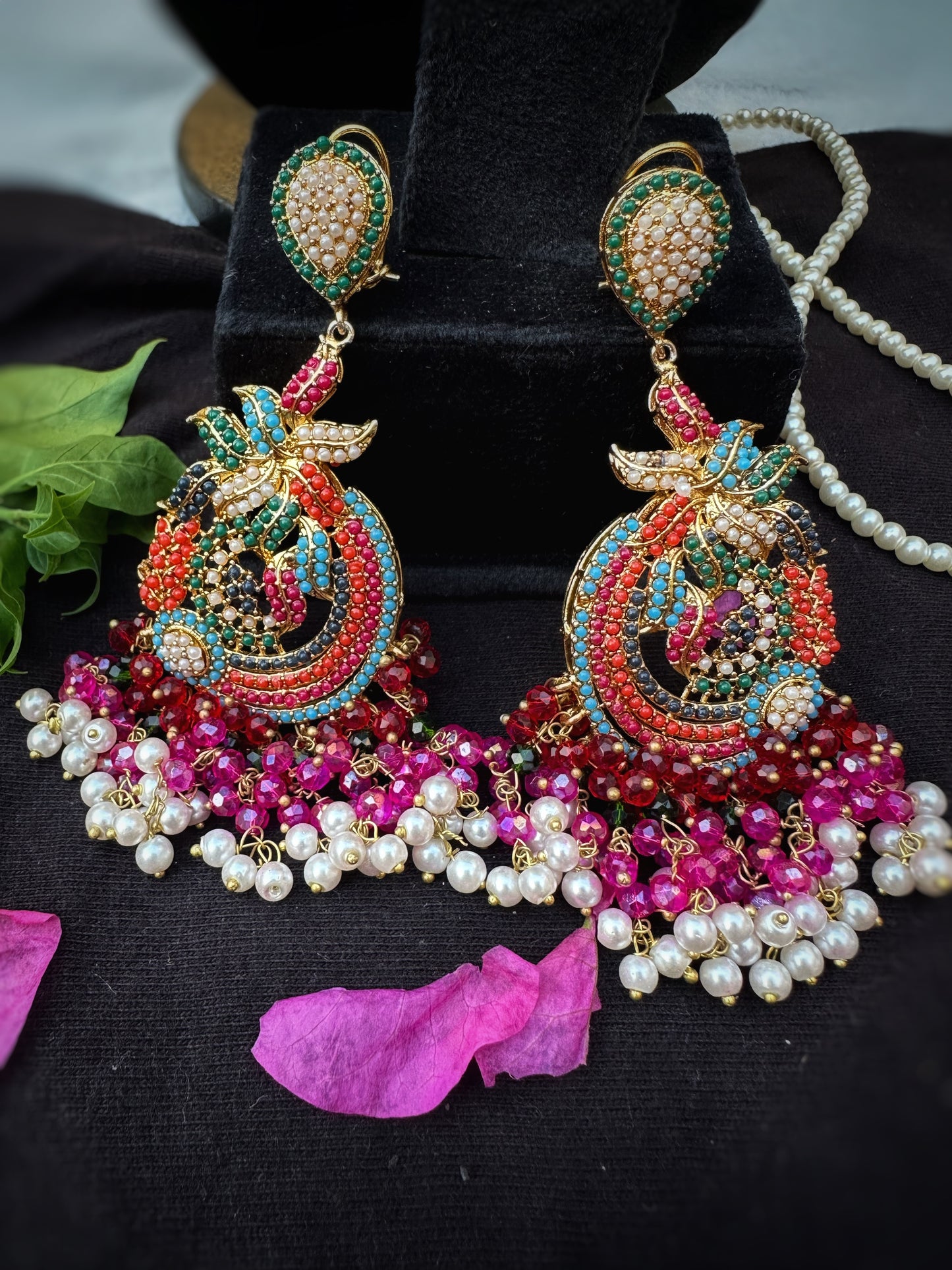 Peacock Inspired Chandbali Earrings