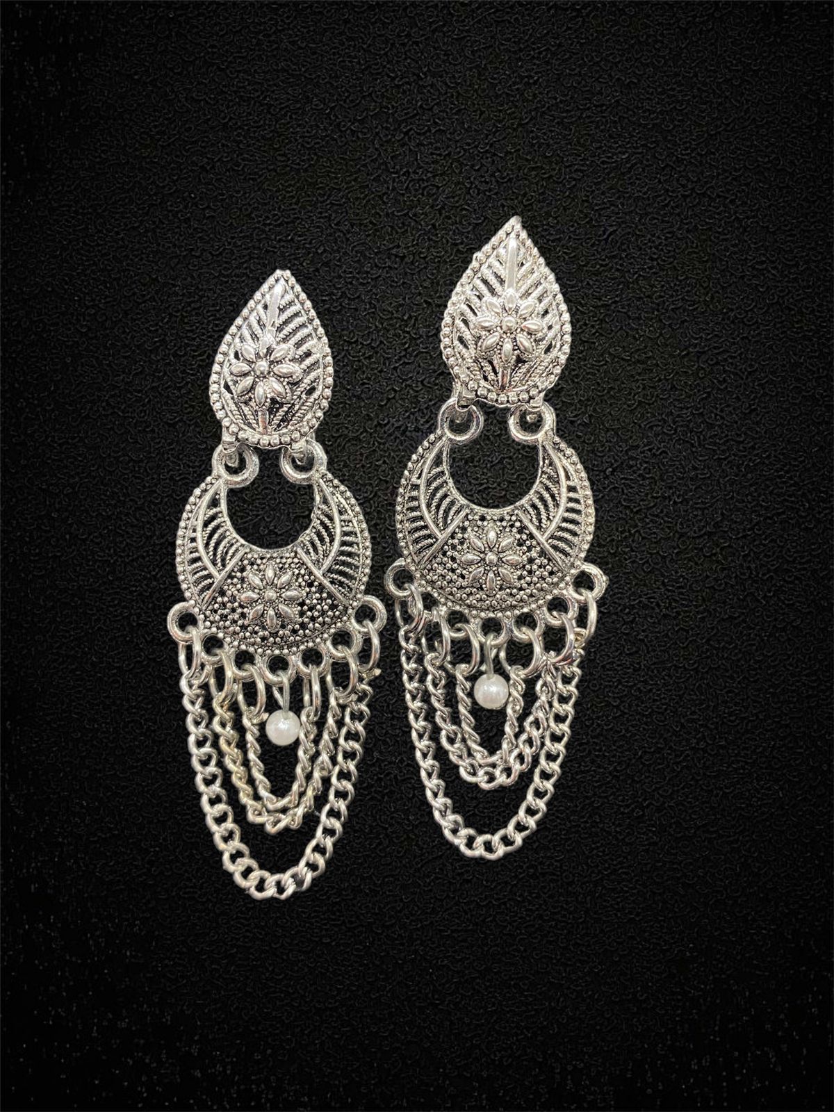 Antique Silver Chain Drop Earrings