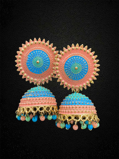 Vibrant Circular Stud Earrings with Jhumka