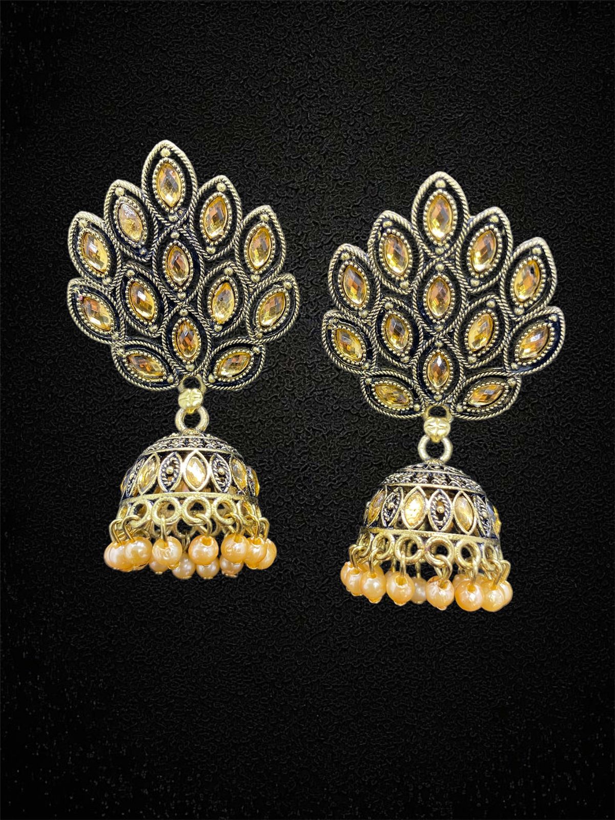 Golden Leaf Kundan Earrings