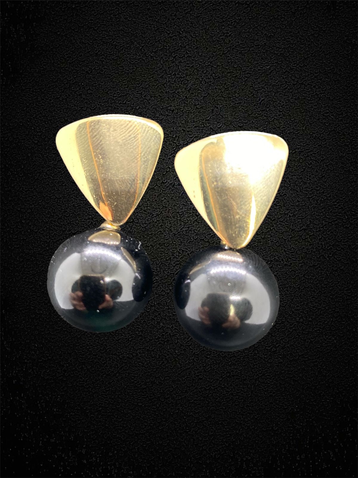 Gold and Black Orb Earrings