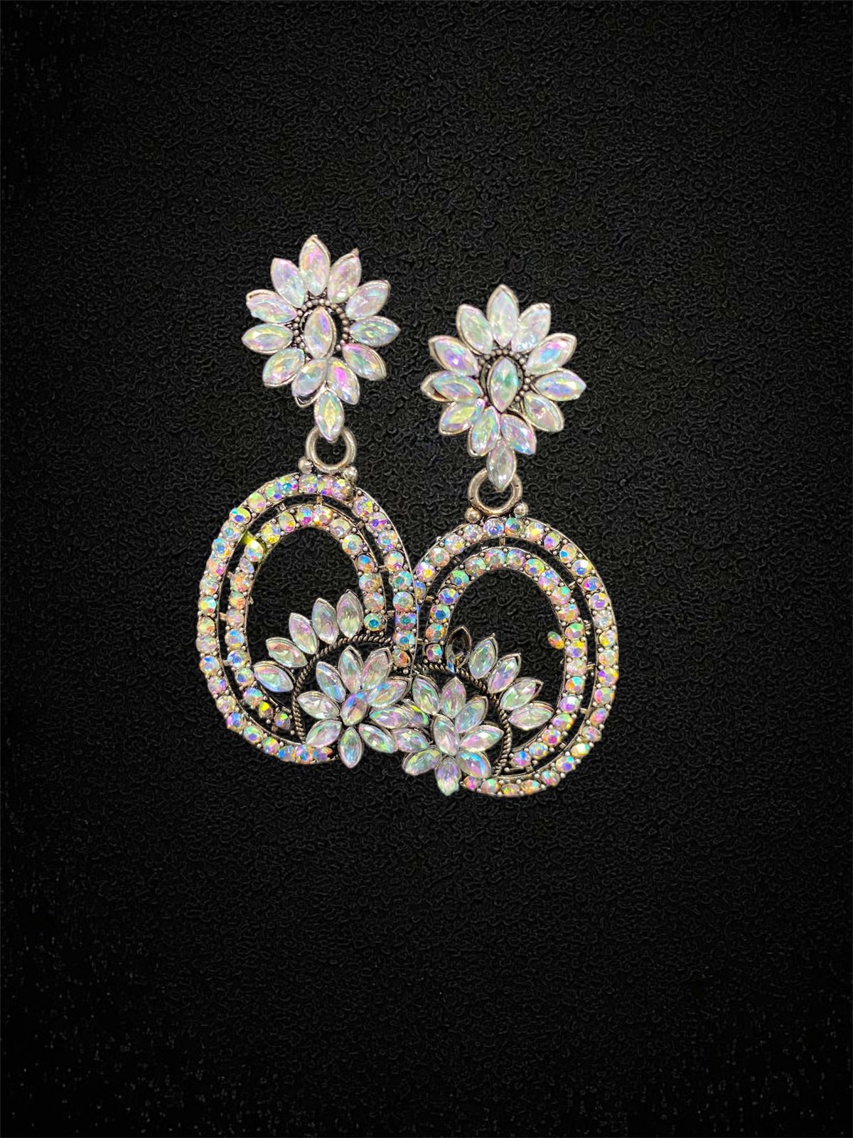 Floral Crystal Drop Earrings