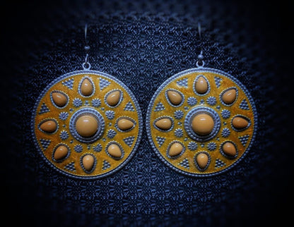 Enamel Round Earrings