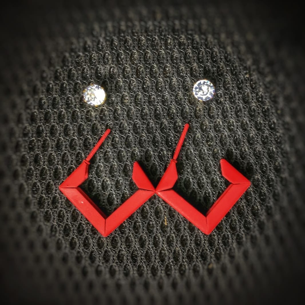 Red Geometric Earrings