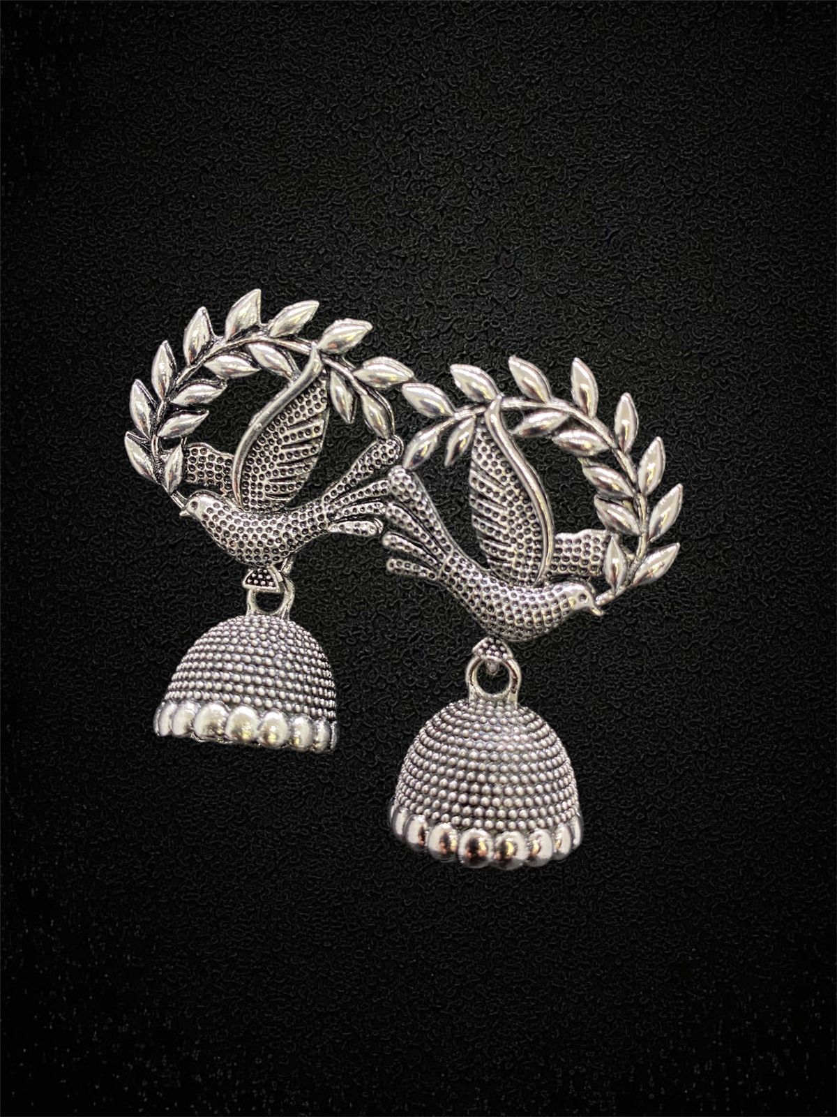 Dove Silver Jhumkas