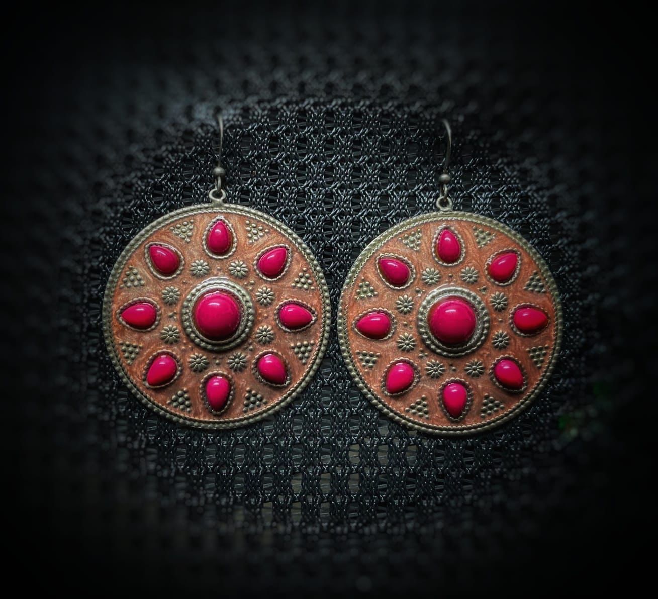 Enamel Round Earrings