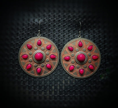 Enamel Round Earrings