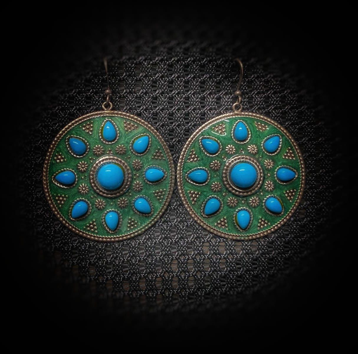 Enamel Round Earrings